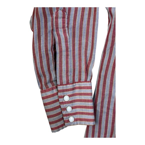 Vintage Dee Cee Western Shirt Mens 15-35 Red Gray Pearl Snap Cowboy USA Made - Picture 4 of 16